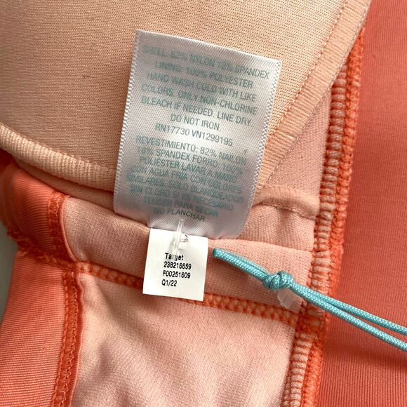 NWT Kona Sol Triangle Bikini Top Coral Pink Checkered Print Plus Size 1X - Picture 7 of 7